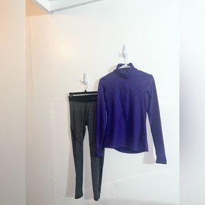 Women’s Nike Purple Zip Up Pullover & Gray Leggings Bundle Set - Size Small